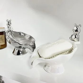 Сцены для портативного мыла Европейский Креативный держатель для мыла Мультяшный Медведь Мыльница Керамический слив Для хранения в ванной Несколько