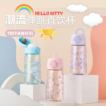 Kawaii Sanrio Hello Kitty Детская чашка для воды с ручкой, новый прямой напиток, бутылка для воды для школьников большой емкости, подарок для девочек
