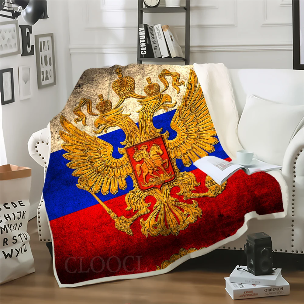 Плотное одеяло с изображением государственного герба России; Пледы для кроватей; Плюшевые пушистые украшения для дома для подростков; Постельное белье; Одеяло 0
