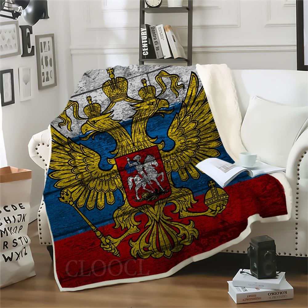 Плотное одеяло с изображением государственного герба России; Пледы для кроватей; Плюшевые пушистые украшения для дома для подростков; Постельное белье; Одеяло 2