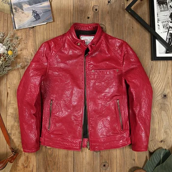 новая высококачественная куртка 2023 года от настоящего роскошного бренда real Brand red Shiny jacket.Крутая мужская винтажная дубленая новозеландская шуба из овчины.young l