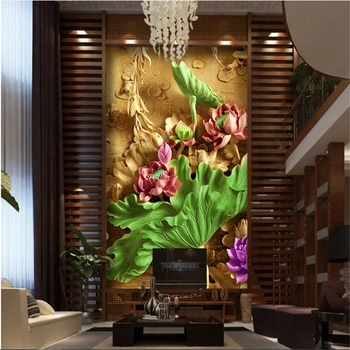 beibehang пользовательские обои качество 3D стерео lotus крыльцо Вход проход фон украшение стен живопись papel de parede