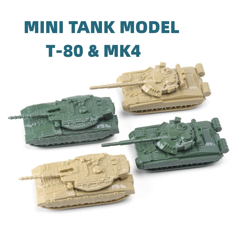 4шт Модели мини-танков 1:144, игрушки для детей, миниатюрные военные игры, Военная машина, песочный стол, пластиковый советский танк T-80 Isreal MK4 3