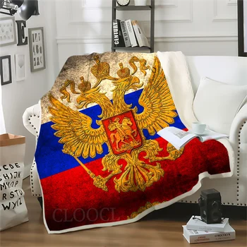 Плотное одеяло с изображением государственного герба России; Пледы для кроватей; Плюшевые пушистые украшения для дома для подростков; Постельное белье; Одеяло
