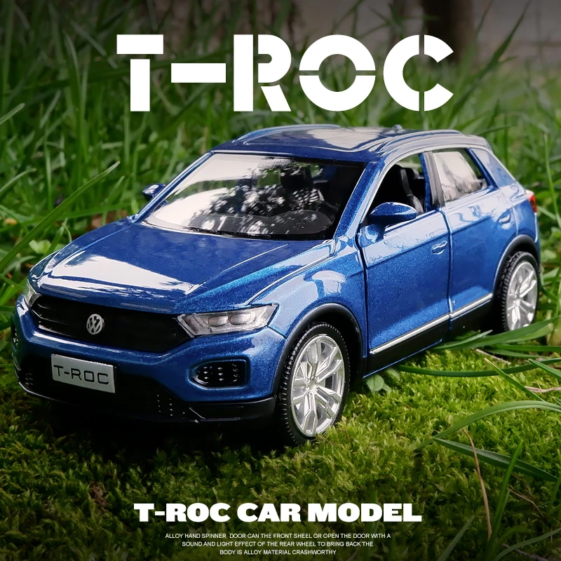 1/36 T-ROC SUV Модели легкосплавных автомобилей, изготовленные на заказ, и игрушечные металлические транспортные средства, модели автомобилей с высокой имитацией, коллекция откидных сидений, детские игрушки в подарок 0