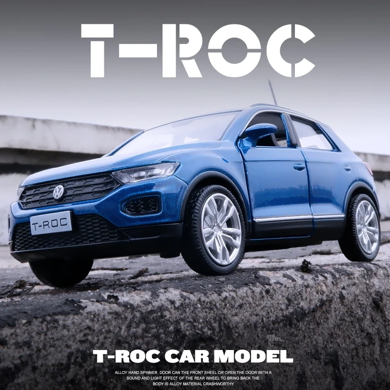 1/36 T-ROC SUV Модели легкосплавных автомобилей, изготовленные на заказ, и игрушечные металлические транспортные средства, модели автомобилей с высокой имитацией, коллекция откидных сидений, детские игрушки в подарок 3