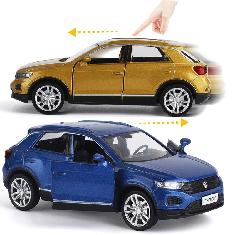 1/36 T-ROC SUV Модели легкосплавных автомобилей, изготовленные на заказ, и игрушечные металлические транспортные средства, модели автомобилей с высокой имитацией, коллекция откидных сидений, детские игрушки в подарок 5