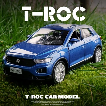 1/36 T-ROC SUV Модели легкосплавных автомобилей, изготовленные на заказ, и игрушечные металлические транспортные средства, модели автомобилей с высокой имитацией, коллекция откидных сидений, детские игрушки в подарок