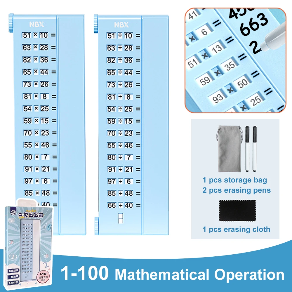 Карманный артефакт для выполнения арифметических операций Монтессори 1-100 Многоразовый генератор вопросов Математическая игра для вычисления Развивающие игрушки 0
