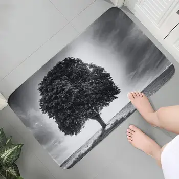 Черно-белый креативный рисунок дерева, украшение пола гостиной, кухни, ванной комнаты, ковер, противоскользящий дверной коврик