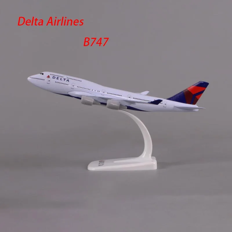 Изготовленная под заказ модель самолета Delta Airlines B747, украшение из твердого сплава, подарок, модель самолета в масштабе 1: 350, 20-сантиметровый статический дисплей 0