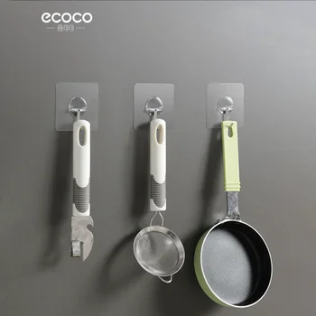 Настенный стеллаж для домашней кухни ECOCO, прочный клейкий крючок, прочный и прозрачный универсальный крючок без перфорации