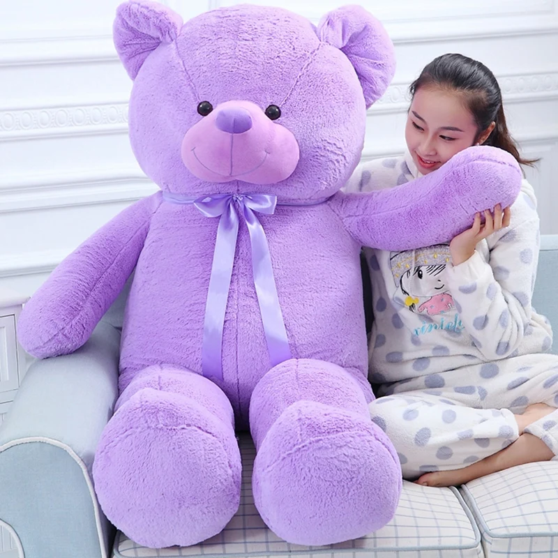 40-120 см Гигантский фиолетовый медведь, плюшевые игрушки, фигурка обнимашки, лента, плюшевые куклы, подарок на День Святого Валентина для подруги, подарок на День рождения для маленьких детей 0