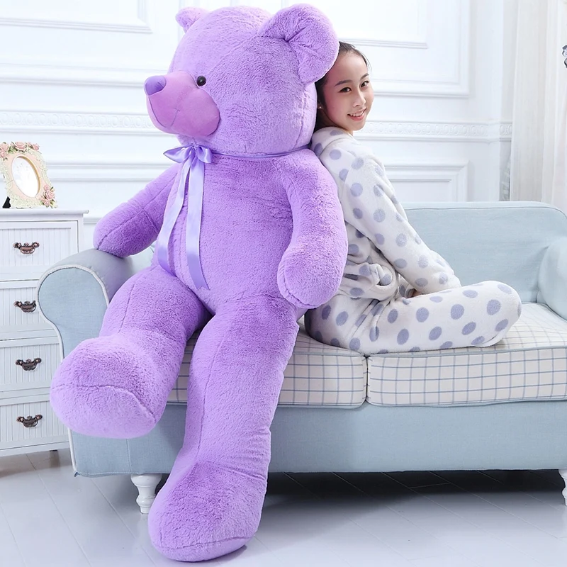 40-120 см Гигантский фиолетовый медведь, плюшевые игрушки, фигурка обнимашки, лента, плюшевые куклы, подарок на День Святого Валентина для подруги, подарок на День рождения для маленьких детей 1