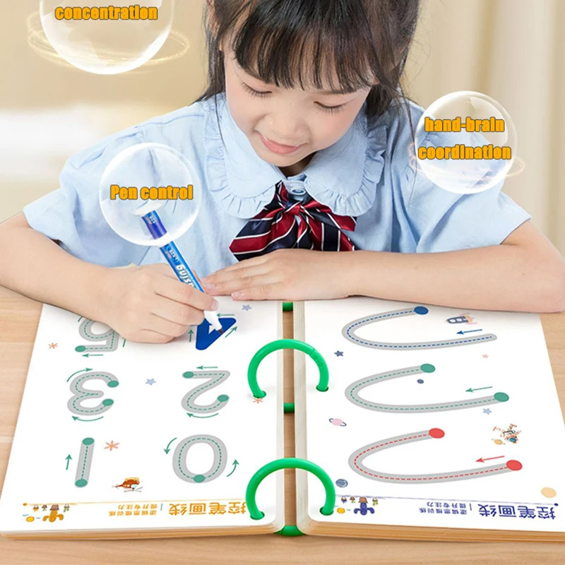 136-Страничная детская игрушка для рисования Монтессори, Обучающая управлению ручкой, цвет, форма, Математический матч, игровой набор, Обучающая игрушка для малышей 1