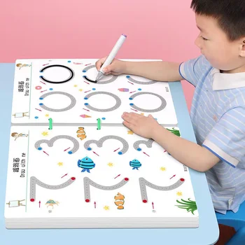 136-Страничная детская игрушка для рисования Монтессори, Обучающая управлению ручкой, цвет, форма, Математический матч, игровой набор, Обучающая игрушка для малышей