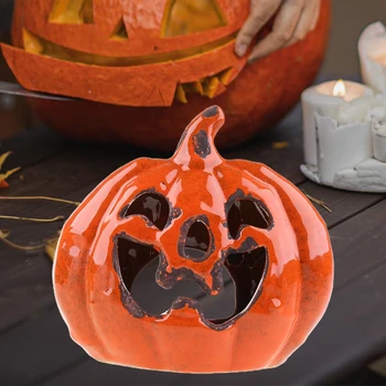 Керамический подсвечник из тыквы с милым дизайном, имитирующий подсвечник на Хэллоуин, тыквенные подсвечники для домашнего использования