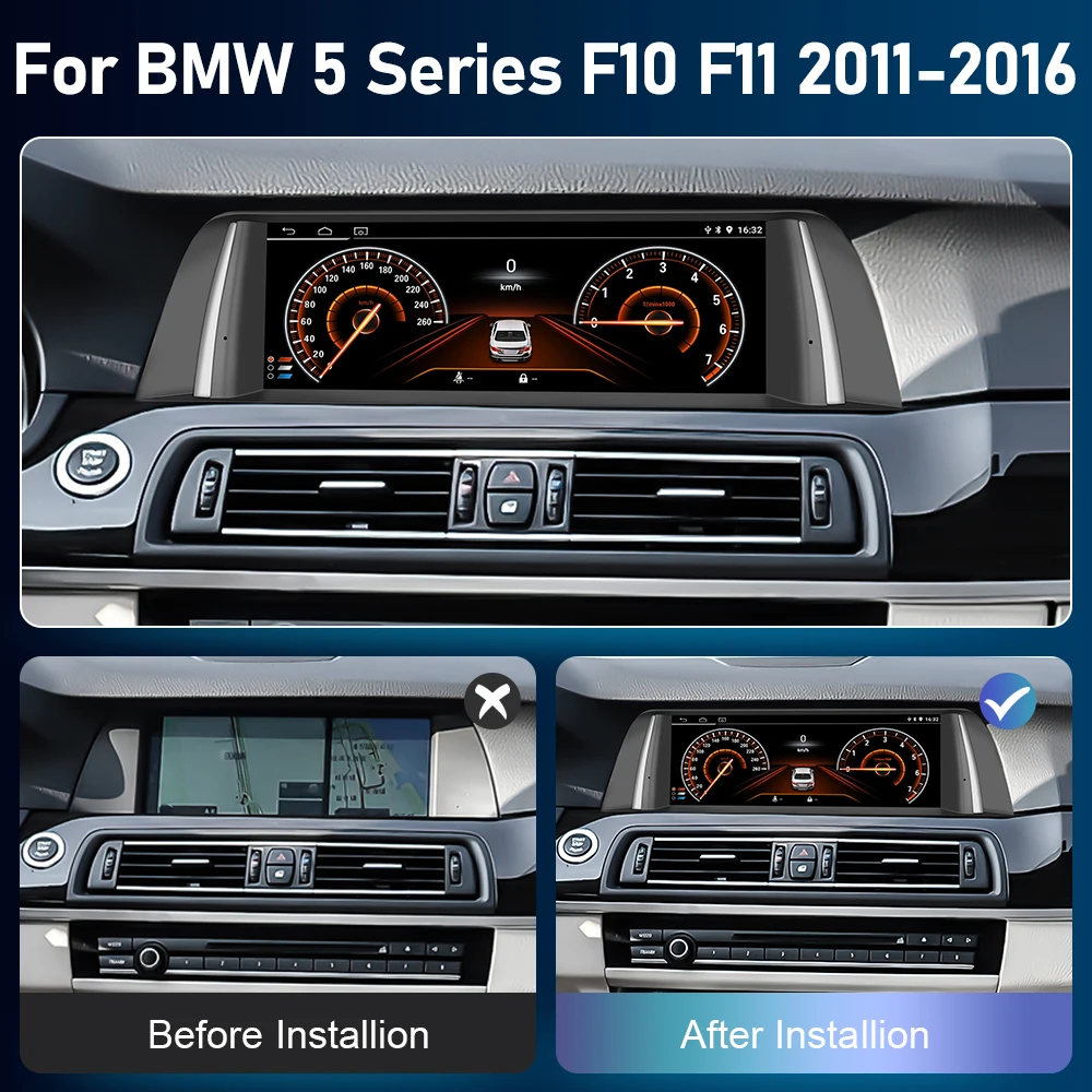 Podofo 4G CarPlay Android Радио Для BMW 5 Серии F10 F11 2011-2016 Автомобильный Мультимедийный Плеер 2din GPS Стерео Приемник Головное Устройство WiFi 1