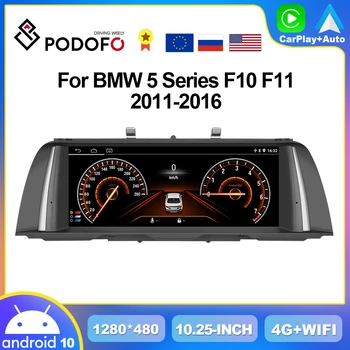 Podofo 4G CarPlay Android Радио Для BMW 5 Серии F10 F11 2011-2016 Автомобильный Мультимедийный Плеер 2din GPS Стерео Приемник Головное Устройство WiFi