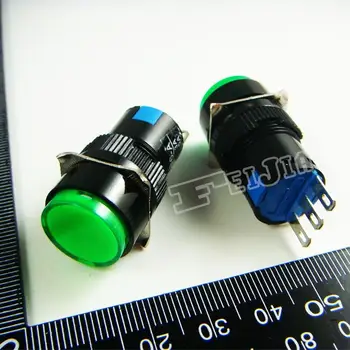 Цвет кнопки AB6-M Зеленый AC 3A/250V (DC 30V/5A) 3Pin Несамоблокирующийся кнопочный переключатель (переключатель с самосбросом) 20 шт./лот