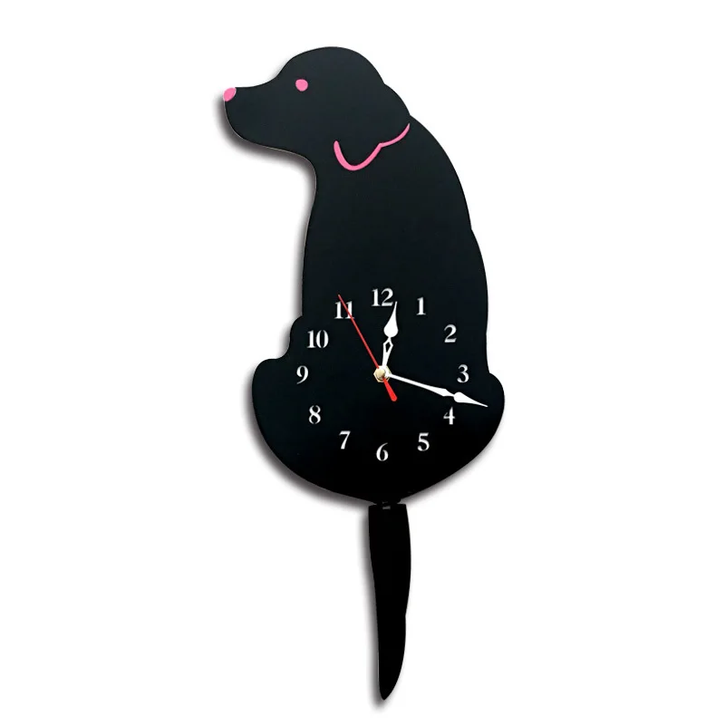 Креативные часы с маятником в виде собаки, индивидуальные Акриловые часы 