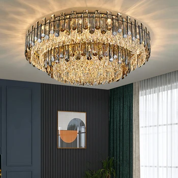 Роскошный потолок в гостиной Для большой современной хрустальной лампы Украшение дома Cristal Lustre Золотой светильник для спальни