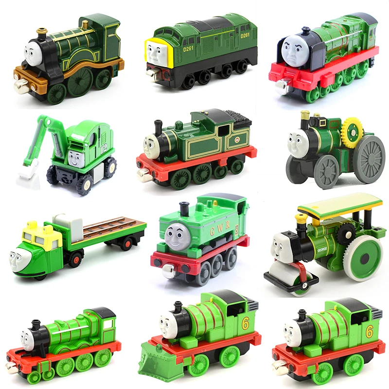Оригинальные поезда для литья под давлением Томаса и друзей Зеленый поезд метро с магнитным соединением Инженерный автомобиль Автомобиль Детские игрушки мальчики 0