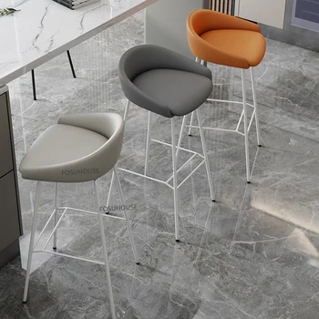 Скандинавский барный стул из искусственной кожи для кухонной мебели, барные стулья со спинкой, креативный стульчик для кормления, барные стулья для ресторана для отдыха