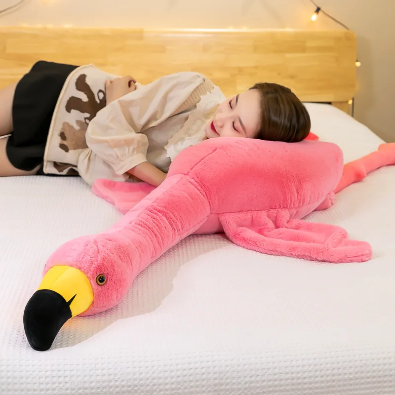 Огромные милые розовые плюшевые игрушки с фламинго, Большая кукла-птица, мягкая подушка для сна с животными, подарки на день рождения для детей и девочек 1