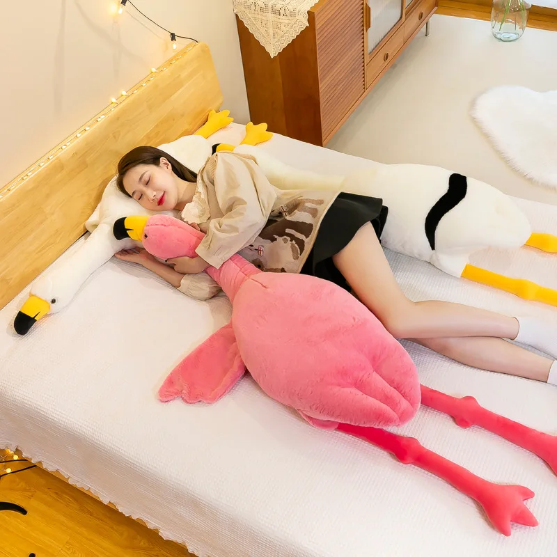 Огромные милые розовые плюшевые игрушки с фламинго, Большая кукла-птица, мягкая подушка для сна с животными, подарки на день рождения для детей и девочек 5