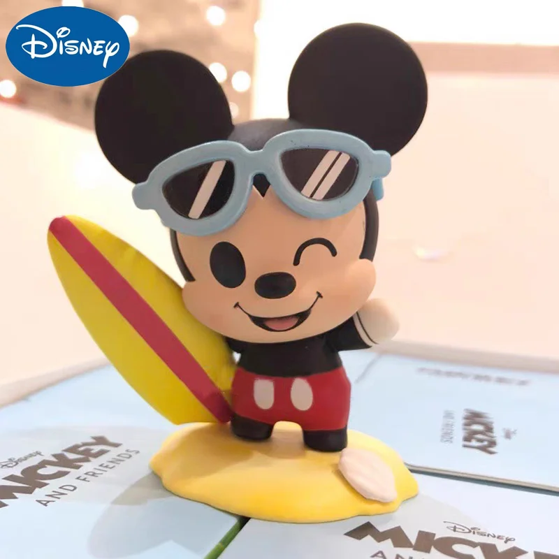Пляжная серия Disney Mickey Mouse Blind Box Kawaii, фигурки Дональда Дака, Гуфи, Дейзи, коллекция игрушек Mysterious Box 0