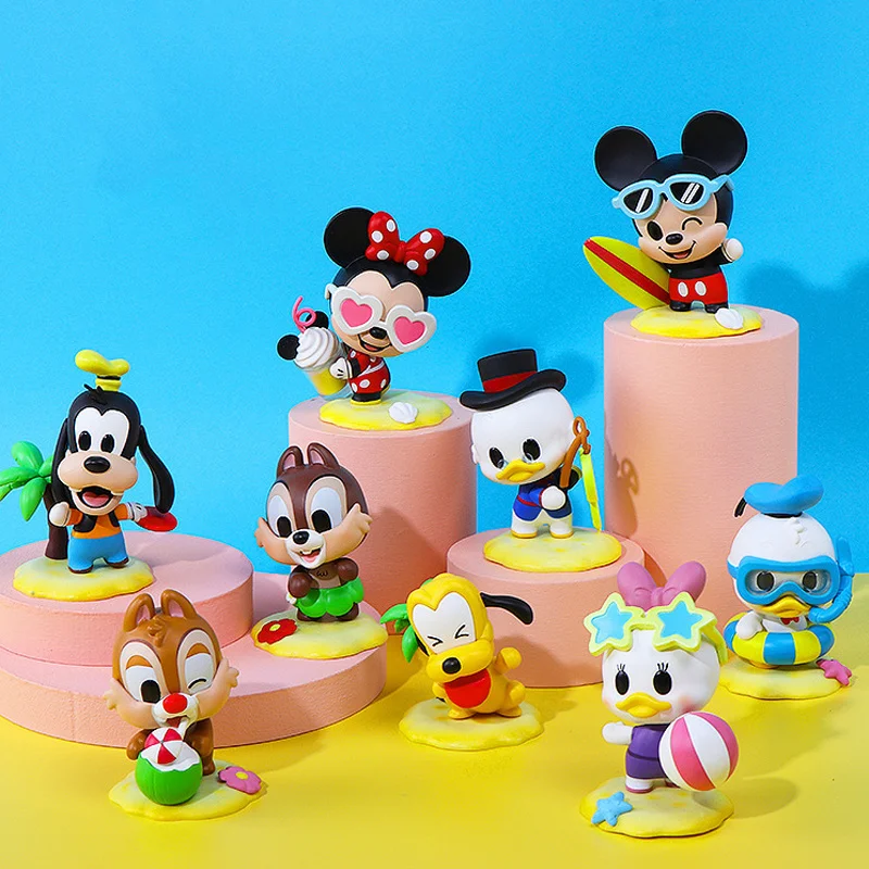 Пляжная серия Disney Mickey Mouse Blind Box Kawaii, фигурки Дональда Дака, Гуфи, Дейзи, коллекция игрушек Mysterious Box 3