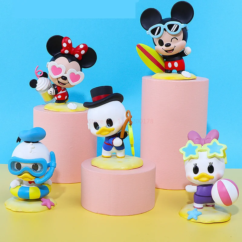 Пляжная серия Disney Mickey Mouse Blind Box Kawaii, фигурки Дональда Дака, Гуфи, Дейзи, коллекция игрушек Mysterious Box 4