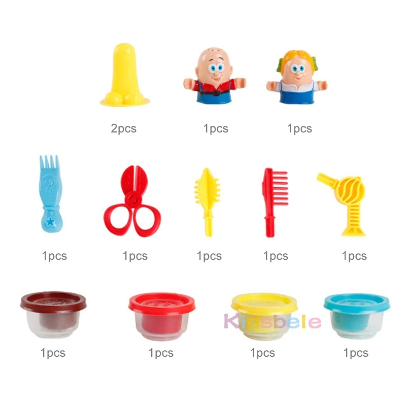 Детские игрушки-парикмахерские Глиняные игрушки для детей, Пластилин, Цветное грязевое тесто Ручной работы, Детские развивающие игрушки для ролевых игр парикмахера 1