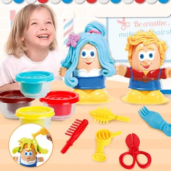 Детские игрушки-парикмахерские Глиняные игрушки для детей, Пластилин, Цветное грязевое тесто Ручной работы, Детские развивающие игрушки для ролевых игр парикмахера