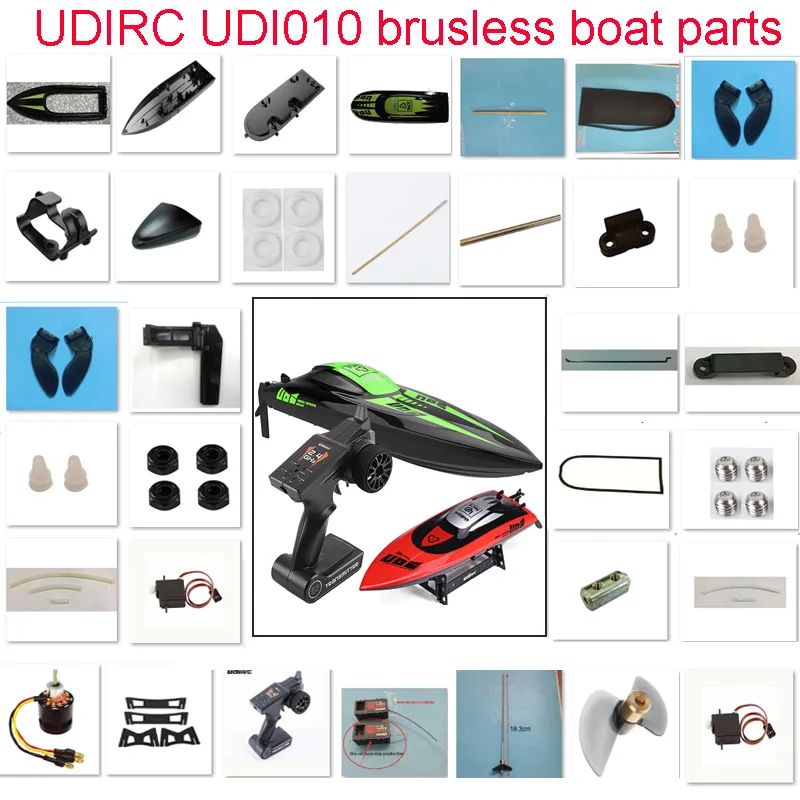Запчасти для бесщеточной радиоуправляемой лодки UDIRC UDI010: Пропеллер, бесщеточный мотор, сервоприемник, зарядное устройство ESC, тяга, Водоструйный навигационный руль 0