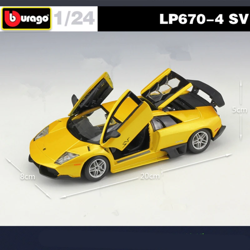 Bburago 1:24 Lamborghini Murcielago LP670-4 SV Модель Спортивного автомобиля Из сплава, Изготовленная на заказ, Металлическая Игрушка, Имитирующая Модель Гоночного автомобиля, Подарки Для Детей 1