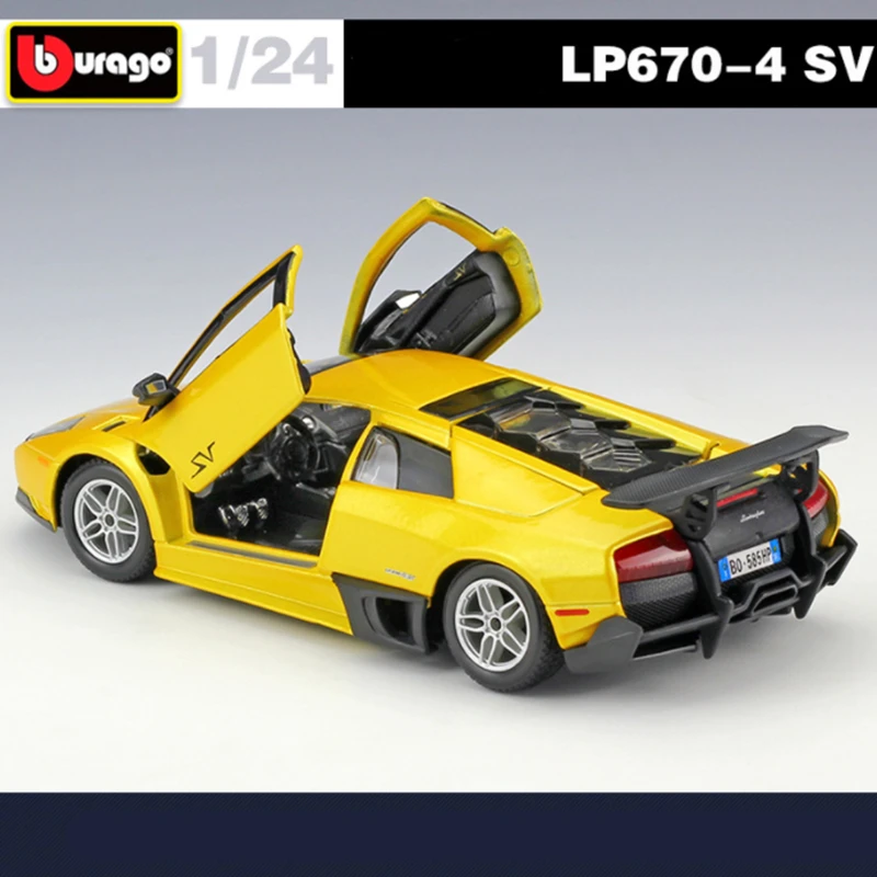 Bburago 1:24 Lamborghini Murcielago LP670-4 SV Модель Спортивного автомобиля Из сплава, Изготовленная на заказ, Металлическая Игрушка, Имитирующая Модель Гоночного автомобиля, Подарки Для Детей 2