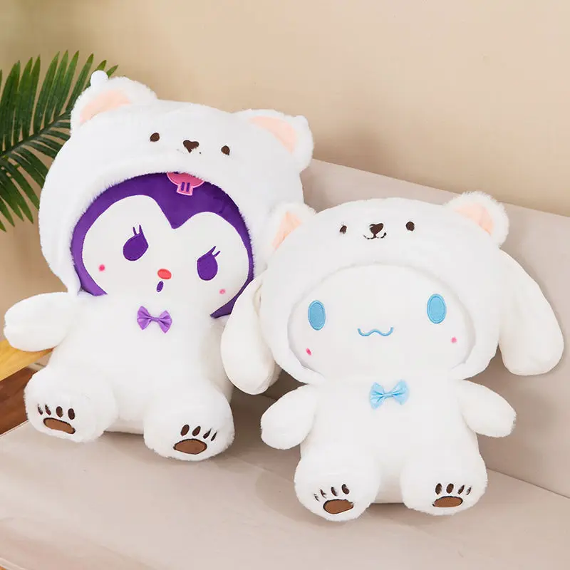 Кукла Kuromi Cute Transformation White Bear, кукла-собачка с корицей, трансформация, белый медведь, плюшевая игрушка, кукла-подушка для кровати, детские подарки 1