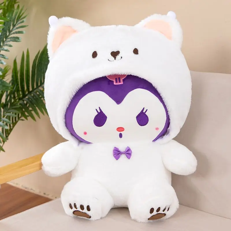 Кукла Kuromi Cute Transformation White Bear, кукла-собачка с корицей, трансформация, белый медведь, плюшевая игрушка, кукла-подушка для кровати, детские подарки 2