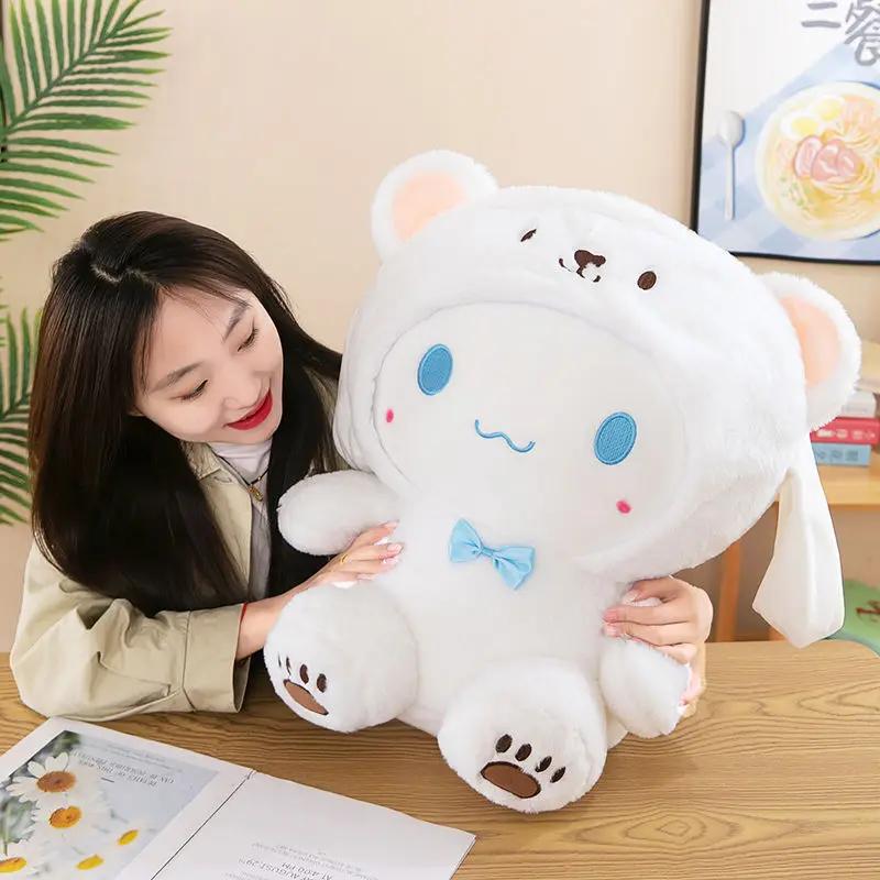 Кукла Kuromi Cute Transformation White Bear, кукла-собачка с корицей, трансформация, белый медведь, плюшевая игрушка, кукла-подушка для кровати, детские подарки 4