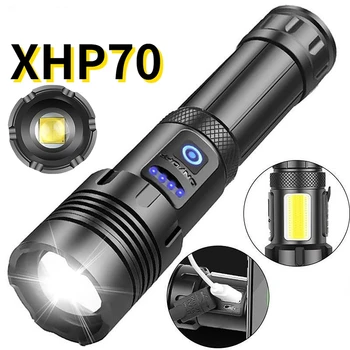 Фонарик Super XHP70 Мощный светодиодный фонарь высокой мощности USB Перезаряжаемый тактический фонарь с батареей 26650 для кемпинга