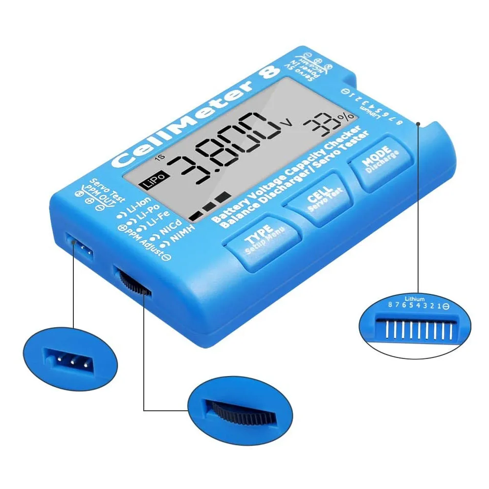 RC Lipo Battery Checker Cellmeter 8 Цифровой RC Тестер Емкости Батареи Напряжения для LiPo Life Li-ion NiMH Nicd Cell Meter 2