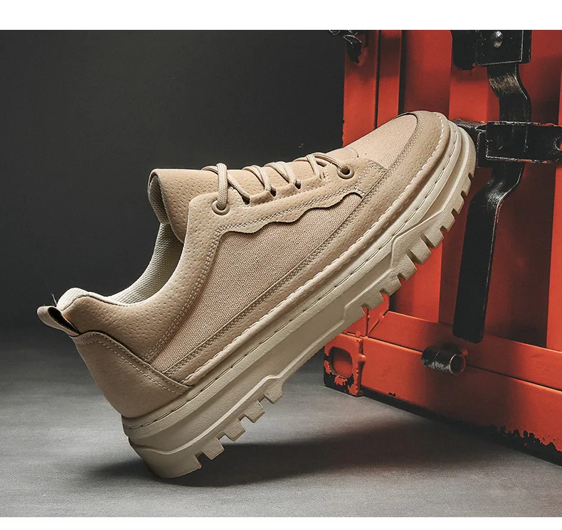 Мужская обувь Осенние модные туфли на плоской подошве, обувь для скейтборда, кожаная парусиновая рабочая обувь в стиле пэчворк Street Cool Man 2