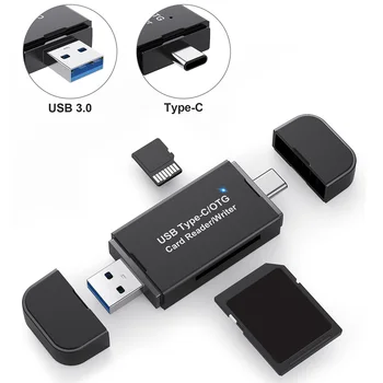 Адаптер Micro USB-SD 3 в 1 с Двумя Картами Двойного Считывания USB C 3.0 SD Card Reader USB C 3.0 Micro SD TF Card Reader для Apple OTG