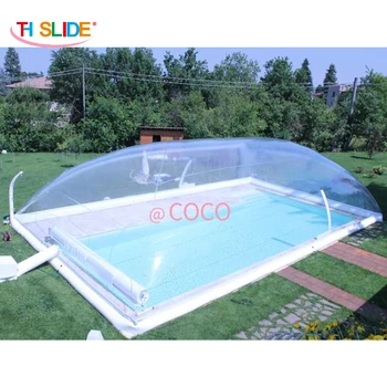 свободный воздушный корабль к двери, открытый прозрачный надувной купол пузыря бассейна 15x8 м, прозрачный надувной потолок покрытия бассейна