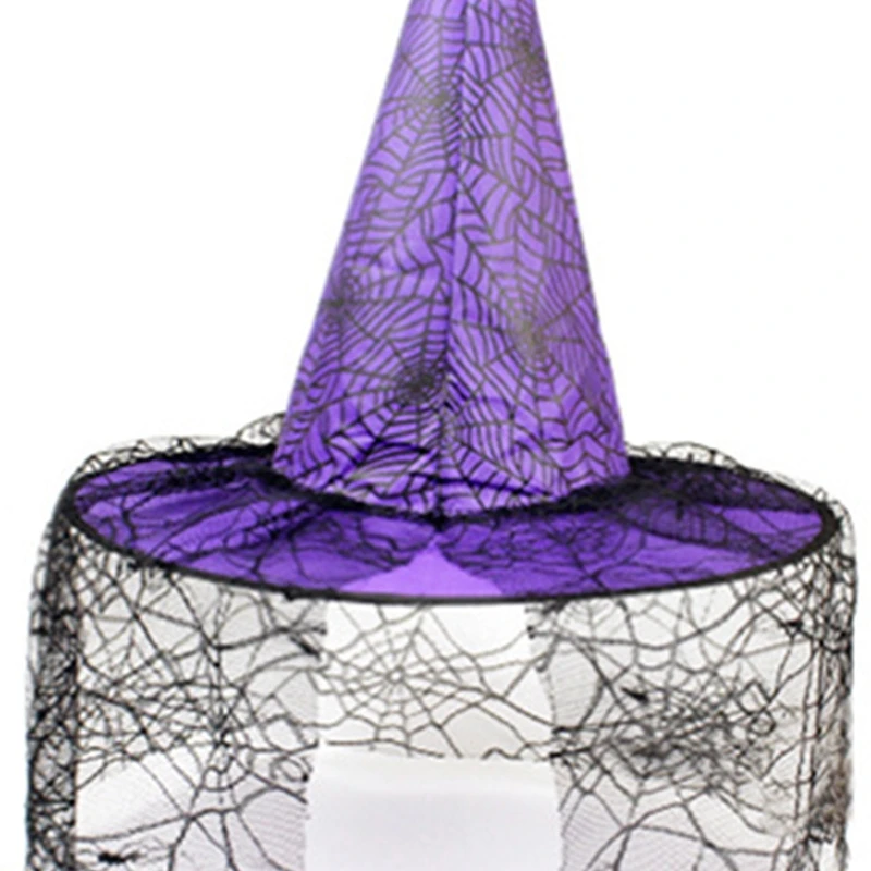 Взрослые Детские Шляпы ведьм с вуалью из Паутины, Маскарадная шляпа волшебника, косплей костюм для вечеринки в честь Хэллоуина, Маскарадный костюм, Декор R7RF 4