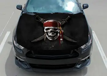 Наклейка на капот автомобиля, виниловая, наклейка, графическая, оберточная наклейка, наклейка на грузовик, графика грузовика, наклейка на капот, череп, f150, пират, карибское море, C