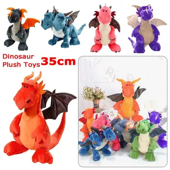 35 см Динозавр, плюшевые игрушки, Двуглавые животные, мягкие куклы, мультфильм, Аниме, Игрушки с двумя головами Дракона, Мягкий подарок для мальчиков