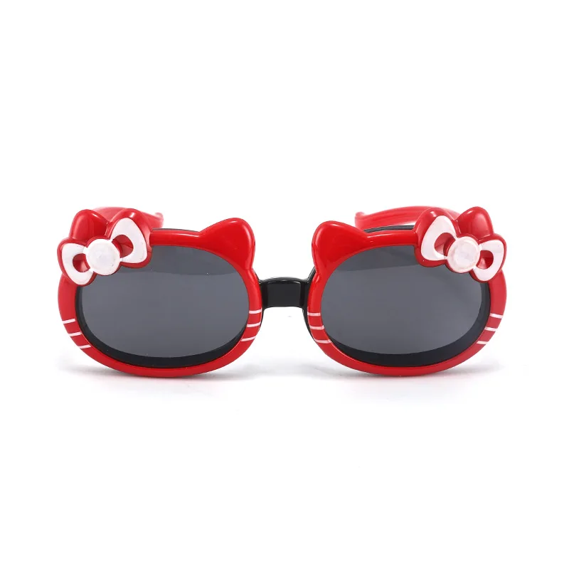 Детские силиконовые поляризованные солнцезащитные очки 2023 с милым мультяшным котом, складные очки для котенка, откидные очки для мальчиков и девочек, очки для малышей uv400 2